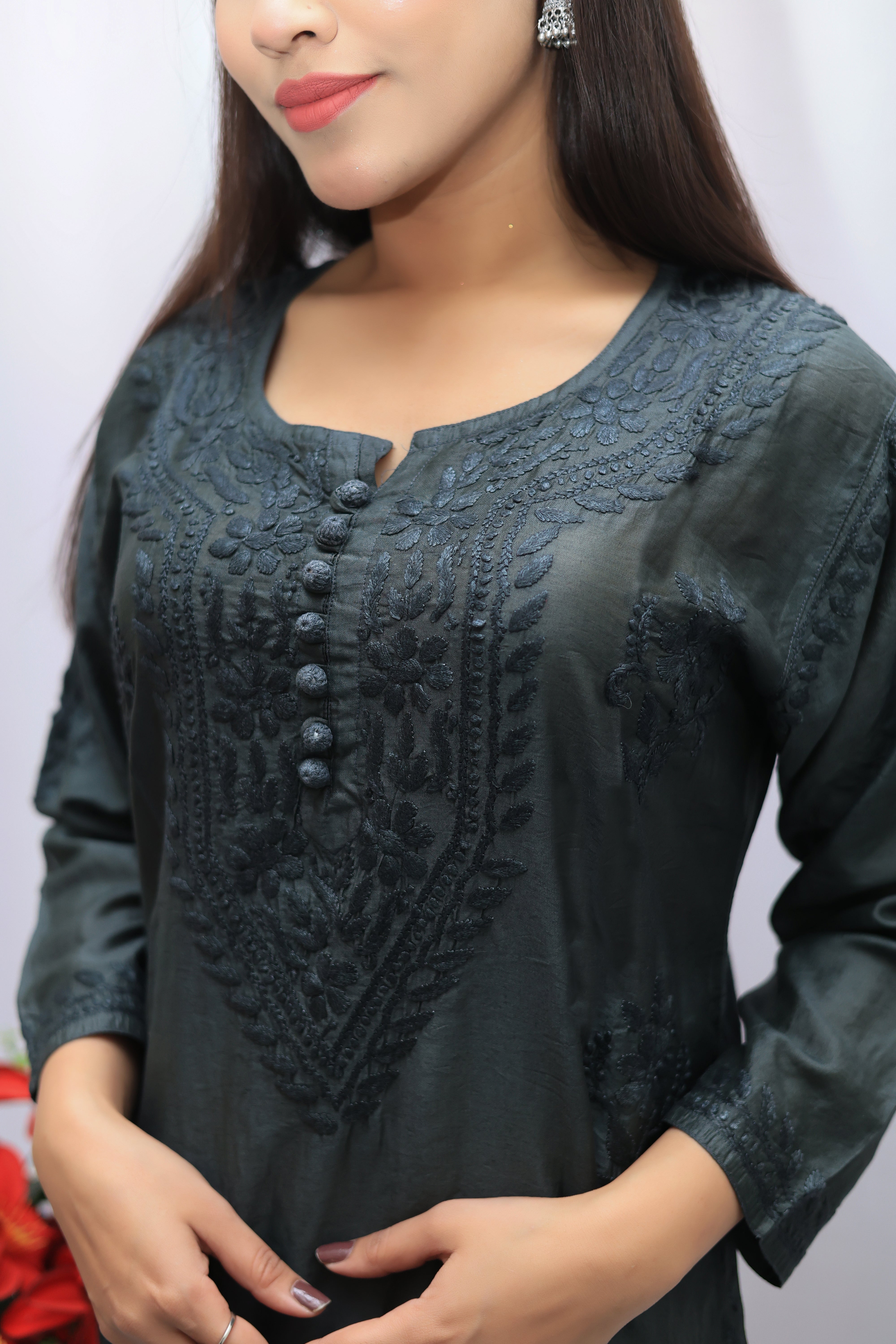 Chanderi silk long top
