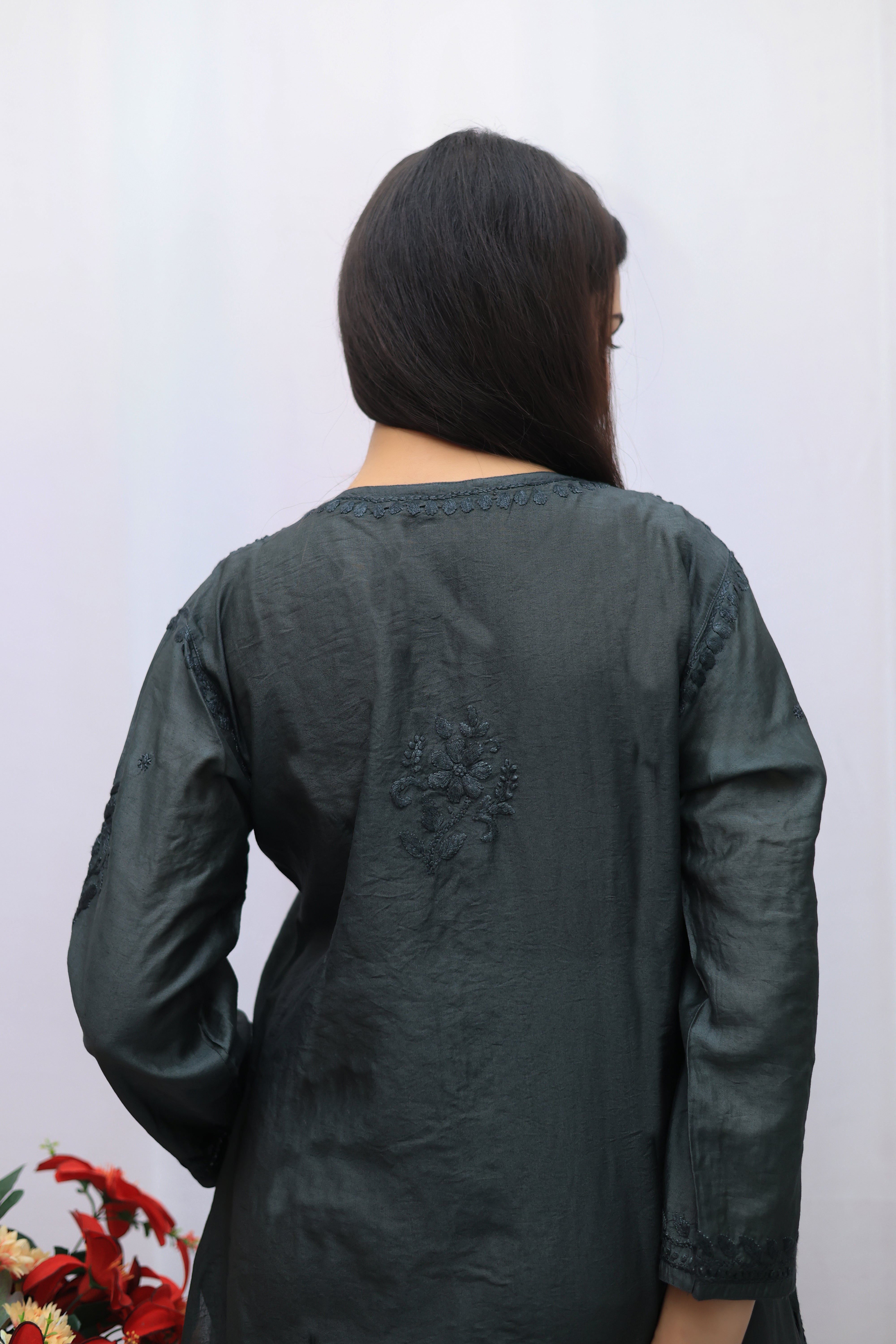 Chanderi silk long top