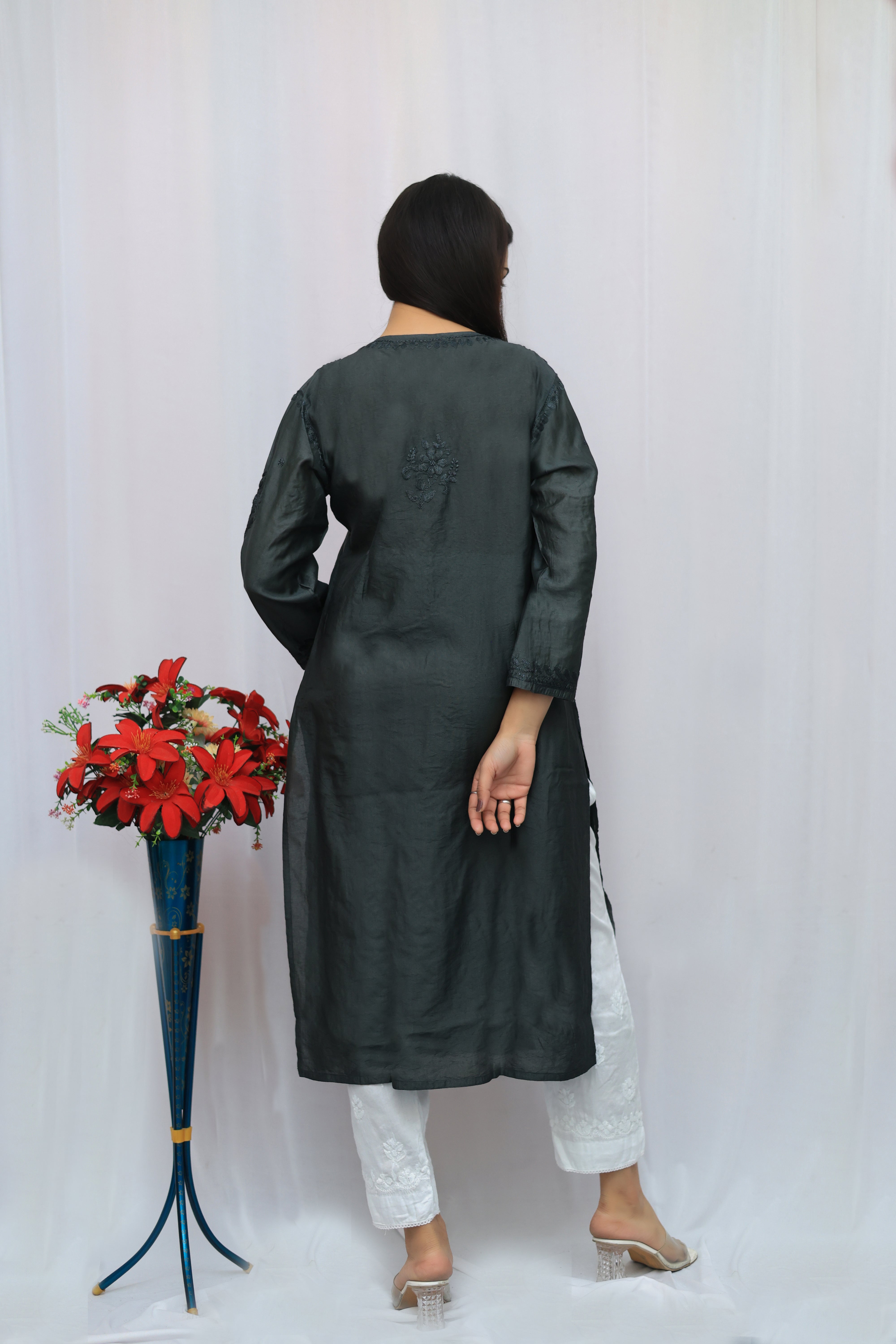 Chanderi silk long top